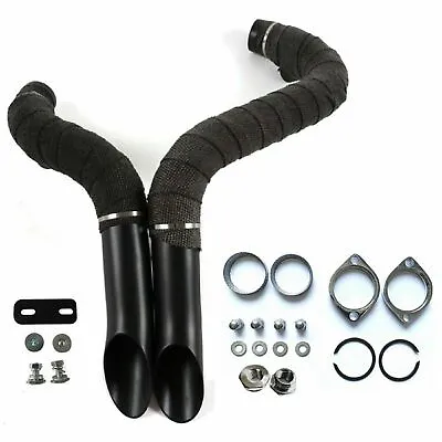 LAF Exhaust Pipes W/ Flange Kits For Harley Sportster Touring Black Wrapped • $145.99