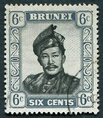 BRUNEI 1952-58 4c 6c Black And Grey SG104 Used NG Sultan Omar Ali Saifuddin #B03 • $1.61