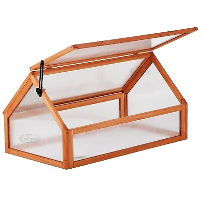 Wooden Cold Frame Greenhouse Polycarbonate Grow House Garden Planter Shelter • £37.99