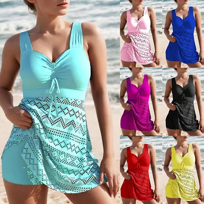 Plus Size Women's Tankini Shorts Set Ladies Swimming Costumes Two Piece Swimsuit • £14.59