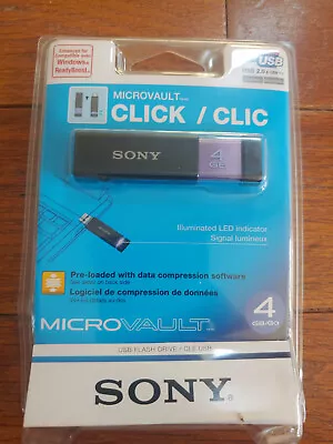 Sony 4GB USB 2.0 Flash Drive Microvault Click Windows / MAC NEW Fr Shipping • $17