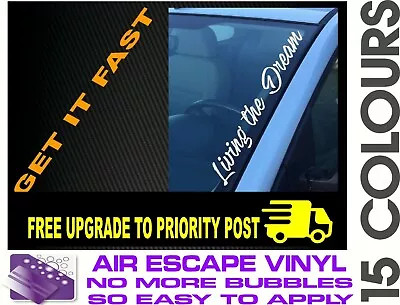 LIVING THE DREAM Car Windscreen Sticker Decal JDM Drift 4x4 4wd Car Ute 400mm • $7.99