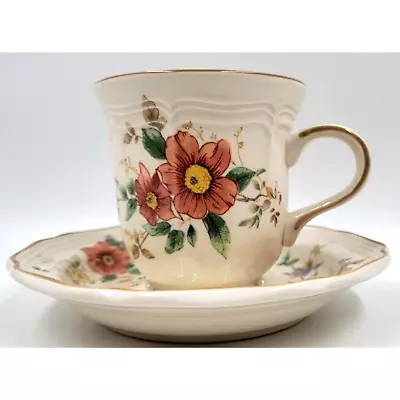 Mikasa Heritage Capistrano F 2010 Tea Cup And Saucer Set Floral Birds Japan • $17