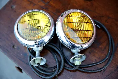 Vintage NASH Fog Lights Original Car Accessory Pair Amber Lenses Auto Lamps • $324.99