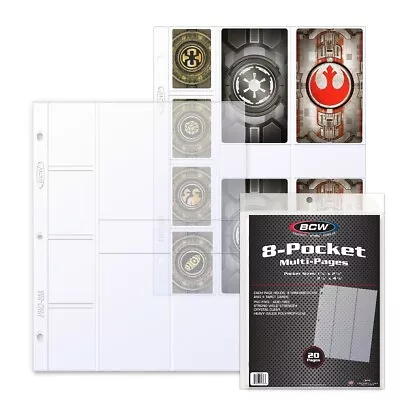 (20-Pack) BCW 8-Pocket MIni American And Tarot Card Multi Size Album Pages • $10.99