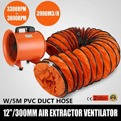12  Extractor Fan Blower Portable 5m Duct Hose Ventilator Industrial Air Mover • $124.90