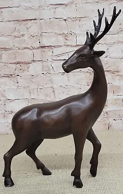 Reindeer Stag Deer Elk Caribou Bronze Metal Figurine Statue Sculpture 13.5  X 12 • $299
