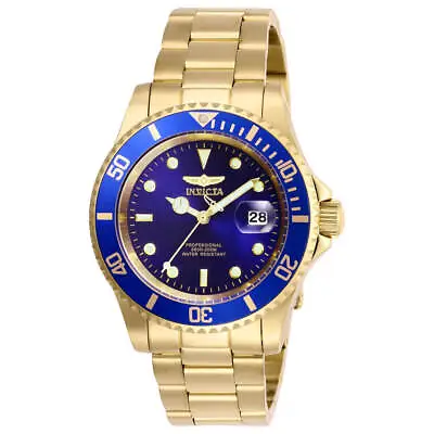 Invicta Men's Watch Pro Diver Quartz Blue Dial Yellow Gold Steel Bracelet 26974 • $62.37