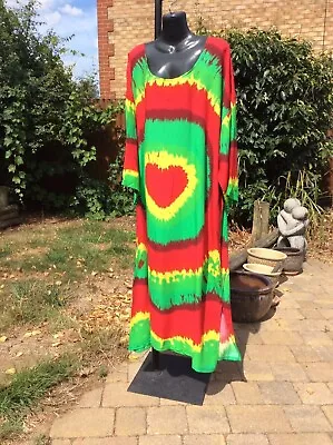 NEW ARRIVAL.... Jamaica Rasta COLOUR MAXI SMOCK DRESS.....Size..14-16 • £35.99