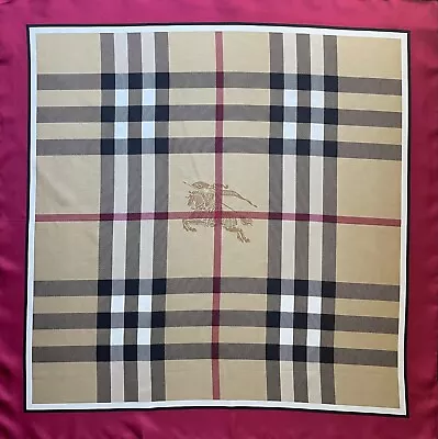 Display Burberry Silk Scarf With Defect Beige Check Red Border Wrap Accessories • $159.50