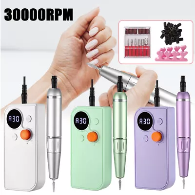 Portable Rechargeable Electric Nail Drill Machine 30000 RPM Manicure Machine AU • $46.99