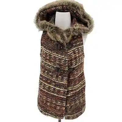 Zara Basic Wool Blend Fur Hooded Vest Size Small • $35