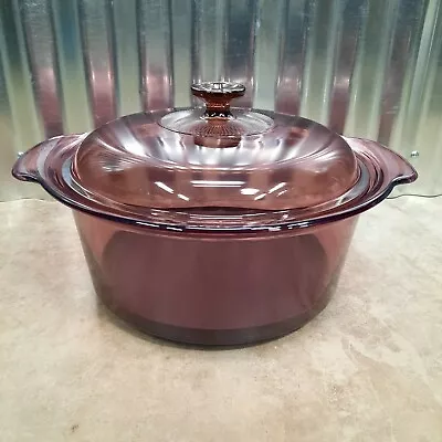 Vision Corning Ware Cookware 5L Dutch Oven Stock Pot Pyrex Lid USA Cranberry  • $85