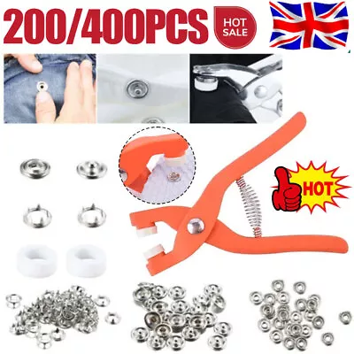 200/400pc Sewing Buttons Set Hand Pressure Pliers Tool Snap Button Fasteners Kit • £2.99