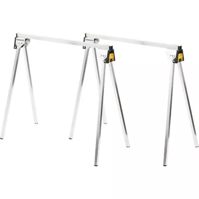 $1290 • Buy 2 PACK STANLEY™ Essentials Folding All-Metal Sawhorse Saw Horse Work Table Clamp