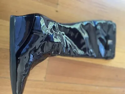 Salvatore Ferragamo Women's Black Patent Leather Zip Knee High Boot Size 8.5 • $199.95