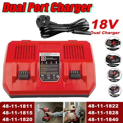 Fast Charger For Milwaukee 18 Volt For M18 18V Li-ion Battery 48-11-1850 • £27.29