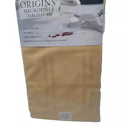 Origins Microfiber Tablecloth Oblong 60x102  Gold Barwil Linens Polyester • $29.99