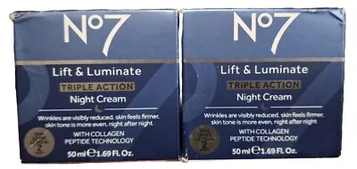 2 X No7 Lift And Luminate Triple Action Night Cream  SPF15 50ml (box) • £27.99