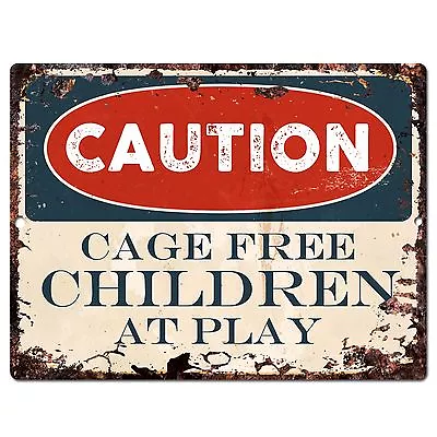 $23.99 • Buy PP0628 CAUTION Cage Free Children At Play Plate Chic Sign Home Room Store Decor 