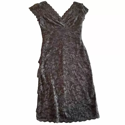 Marina Sleeveless Grey Layered Lace Dress Size Small • $35