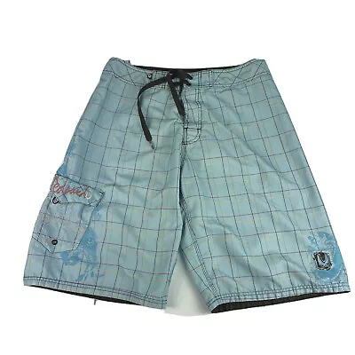 Redsand Men's Size 32 Swim Trunks Board Shorts Volley Ball Light Blue Vintage • $6.90