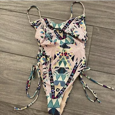 Mara Hoffman One Piece Swimsuit Lace Up Sample NEW M • $100