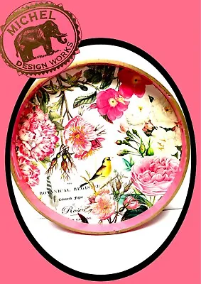 Michel Works Design Lacquered Round Tray Botanical Register Goldfinch 028102 • $14.90