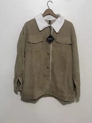 Zaful Forever Young Tan Lightweight Corduroy Sherpa Jacket Womens Size US XL NWT • £10.72