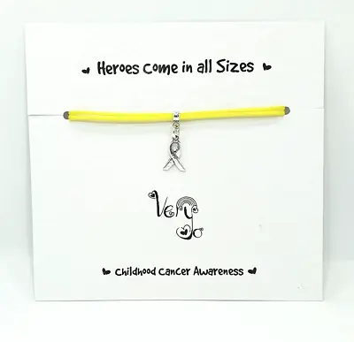 Handmade Childhood Cancer Awareness Ribbon Charm - Yellow Adjustable Bracelet • £4