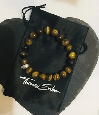 Thomas Sabo Club 925 Tigerseye Bead Charm Bracelet Carrier New With Pouch • £59