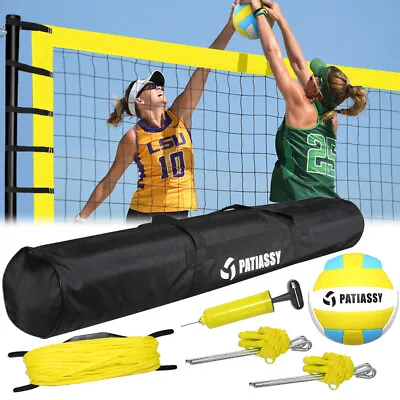 Portable Volleyball Net Set System Adjustable Height Steel Poles PU Volleyball • $71.55
