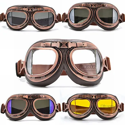 Motorcycle Scooter Goggles Retro Vintage Aviator Pilot Eyewear Glasses UV • $8.99