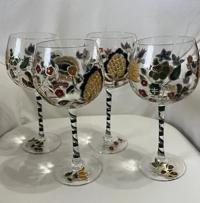 Noble Excellence Hand Painted Glassware Goblets Wine Glasses - Set Of 4 • £15.42