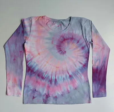 Small Tie Dye Women Lady Fit T-Shirt Top Yoga Gift PJs Gym Work Out Beach Active • £10