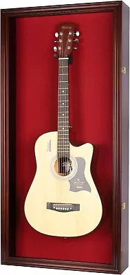 Guitar Display Case LARGE Mahogany Red Wood Gibson Fender Taylor Martin Cabinet • $286.99