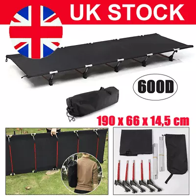 Outdoor Single Portable Outdoor Military Sleeping Bed Camping Cot Black • £38.89