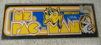 23- 9  ORIGINAL MS PAC MAN PLEXI Sign Marquee ARCADE VIDEO GAME PART PACMAN F-15 • $55