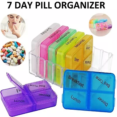 7 Day Pill Box Weekly Medicine Storage Tablet Container Case Organizer Dispenser • $12.79