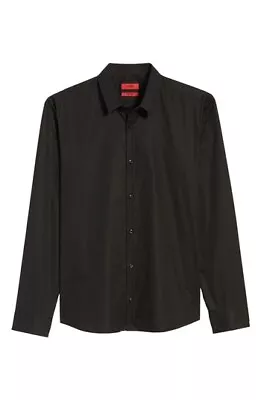 HUGO BOSS Mens Extra Slim-Fit Dress Shirt Large Black Button Down • $59