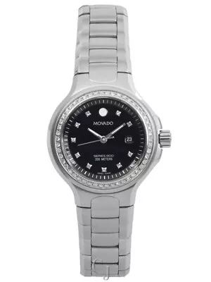 Movado Diamond Ladies Watch Black Dial 2600054 • $2295