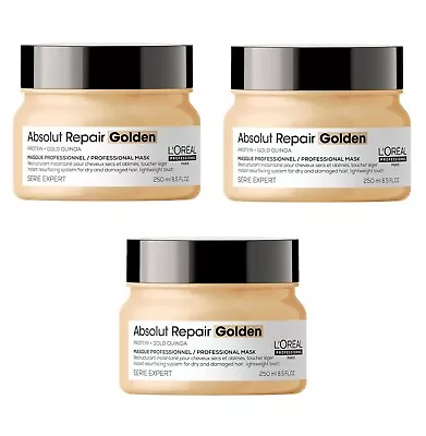 L'Oréal Professionnel Serie Expert Absolut Repair Golden Mask 250ml Pack Of 3 • £50.80