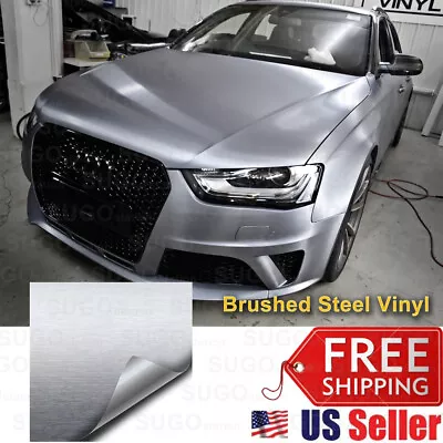 $13.49 • Buy Silver Brushed Premium Vinyl Wrap Film Sticker  BUBBLE FREE  Protect Paint