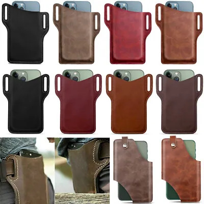 Men Cell Phone Belt Pack Bag Loop Waist Holster Pouch Case​ Leather Wallet Cover • $5.49