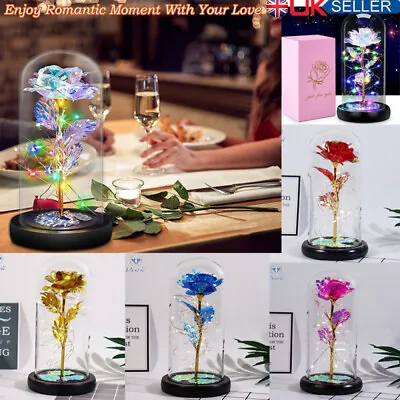 £7.89 • Buy LED Light Up Rose Gifts For Women Galaxy Rose In Glass Dome Christmas Gifts Lamp