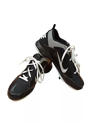 Nike Swoosh Air Show Elite 2 Baseball Shoes Metal Cleats Mens 13 Black White  • $39.99