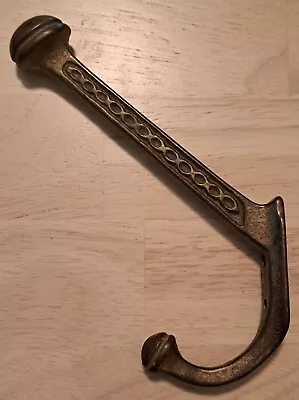 Antique Cast Brass Decorative Double Coat Hook Towel Hook - Old • $15