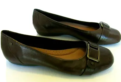 Michelle D Brown Leather Ballet Flats Womens Sz 9 M Comfort Shoes Career Travel • $13.48