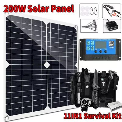 Outdoor Emergency Gear Survival Kit Camping Tactical Backpack 200W Solar Panel • $78.99