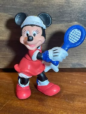 Disney Minnie Mouse Vintage 2  PVC Figure W/ Tennis Racquet & Red Dress Shoes • $7.31